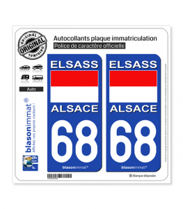 68 Alsace - Drapeau Historique | Autocollant plaque immatriculation