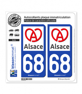 68 Alsace - Région II | Autocollant plaque immatriculation