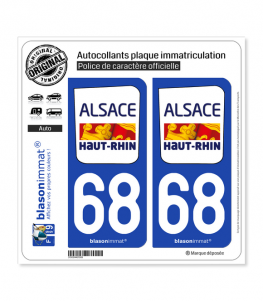 68 Haut-Rhin - Département | Autocollant plaque immatriculation