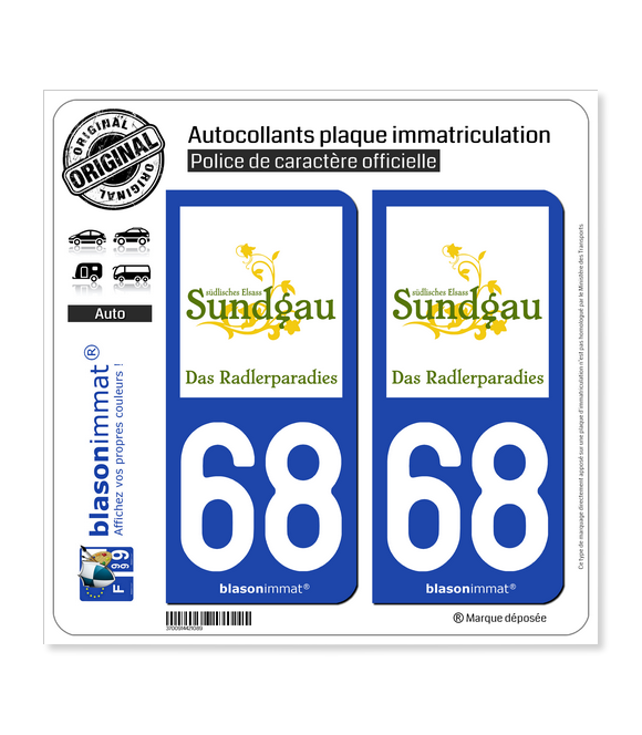 68 Altkirch - Tourisme II | Autocollant plaque immatriculation