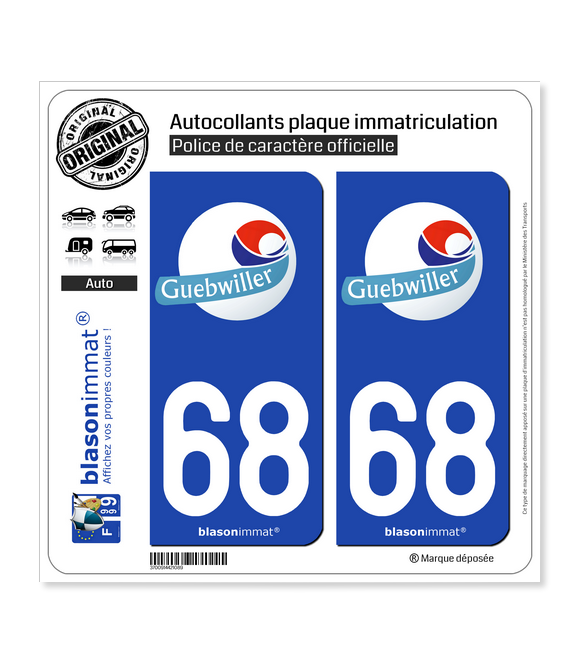 68 Guebwiller - Ville | Autocollant plaque immatriculation
