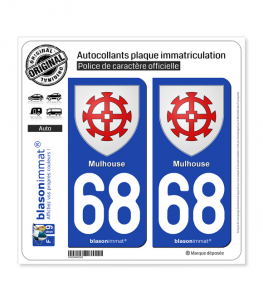68 Mulhouse - Armoiries | Autocollant plaque immatriculation