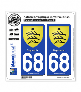 68 Riquewihr - Armoiries | Autocollant plaque immatriculation