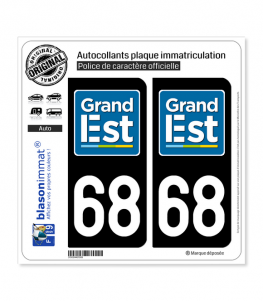 68 Grand Est - LogoType | Autocollant plaque immatriculation