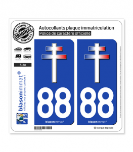 88 Croix de Lorraine | Autocollant plaque immatriculation