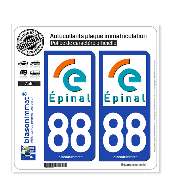 88 Épinal - Ville | Autocollant plaque immatriculation
