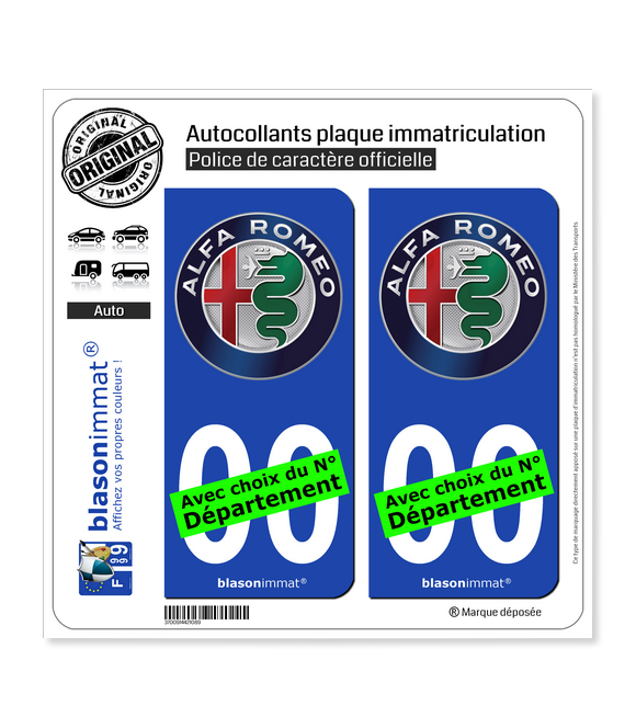 Alfa Romeo - Macaron | Autocollant plaque immatriculation