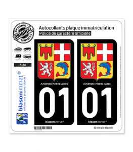01 Auvergne-Rhône-Alpes - Armoiries | Autocollant plaque immatriculation