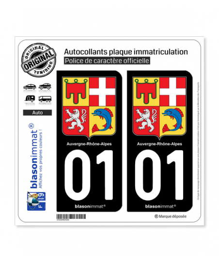 Lot De 2 Stickers Autocollants 69 Rhône-Alpes Pour Plaque D'Immatriculation - Armoiries Département