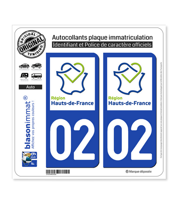 02 Hauts-de-France - LogoType | Autocollant plaque immatriculation