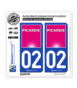 02 Picardie - Tourisme | Autocollant plaque immatriculation