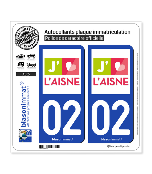 02 Aisne - Tourisme | Autocollant plaque immatriculation