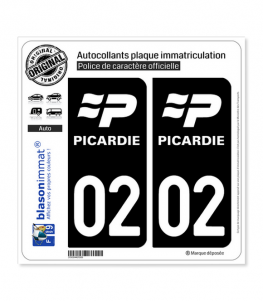 02 Picardie - LogoType | Autocollant plaque immatriculation