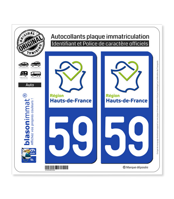 59 Hauts-de-France - LogoType | Autocollant plaque immatriculation