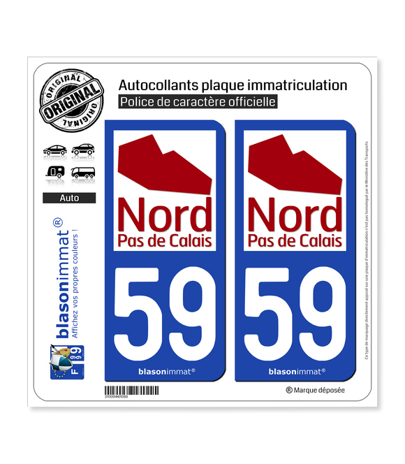 59 Nord-Pas de Calais - Tourisme | Autocollant plaque immatriculation