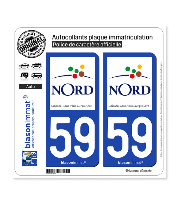 59 Nord - Tourisme | Autocollant plaque immatriculation