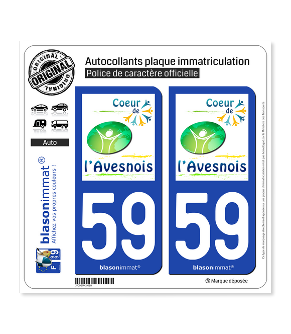 59 Avesnes-sur-Helpe - Agglo | Autocollant plaque immatriculation