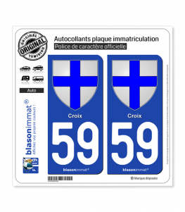 59 Croix - Armoiries | Autocollant plaque immatriculation