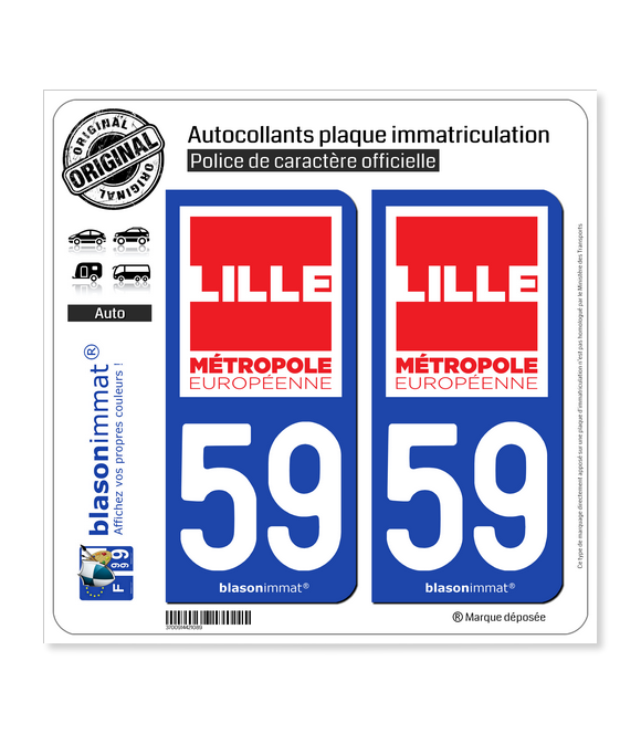 59 Lille - Métropole | Autocollant plaque immatriculation