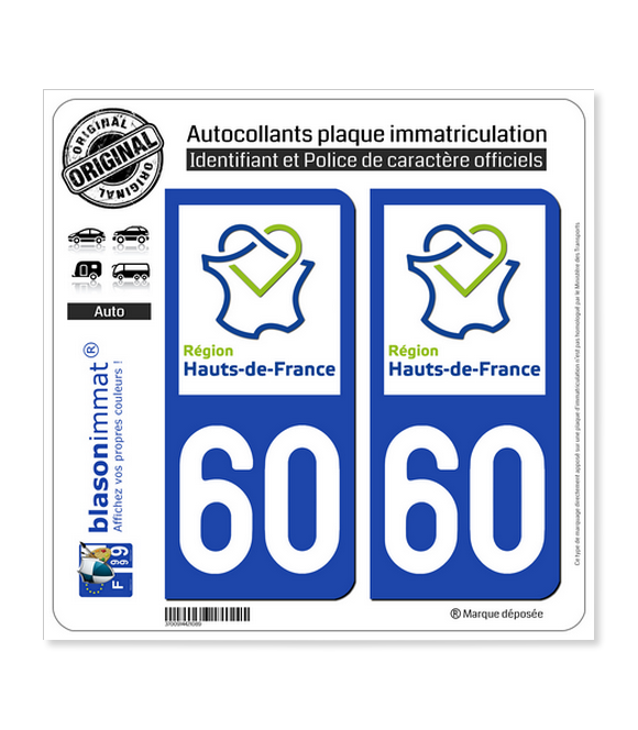 60 Hauts-de-France - LogoType | Autocollant plaque immatriculation
