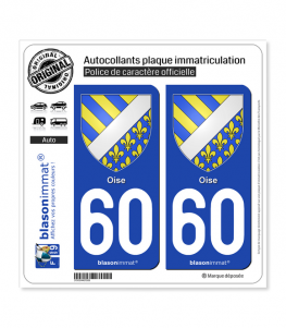 60 Oise - Armoiries | Autocollant plaque immatriculation