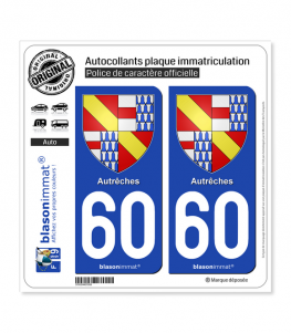 60 Autrêches - Armoiries | Autocollant plaque immatriculation