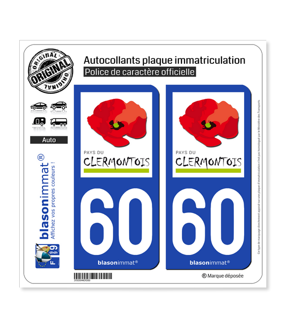 60 Clermont - Agglo | Autocollant plaque immatriculation