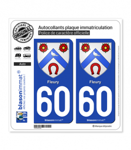 60 Fleury - Armoiries | Autocollant plaque immatriculation