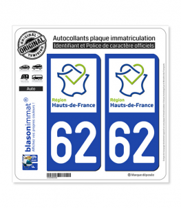 62 Hauts-de-France - LogoType | Autocollant plaque immatriculation