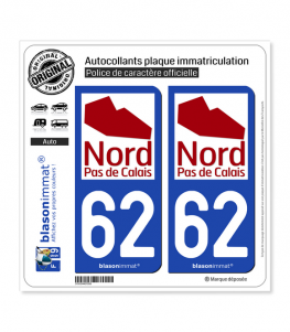 62 Nord-Pas de Calais - Tourisme | Autocollant plaque immatriculation