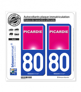 80 Picardie - Tourisme | Autocollant plaque immatriculation
