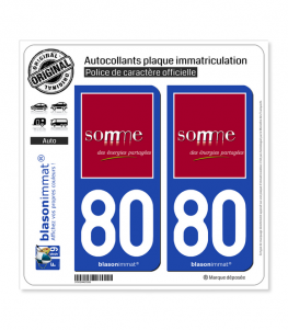 80 Somme - Département | Autocollant plaque immatriculation