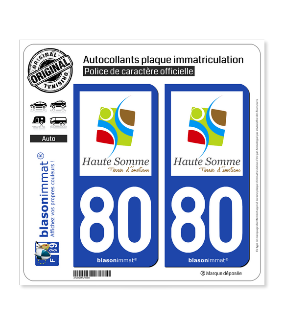 80 Haute Somme - Terres | Autocollant plaque immatriculation