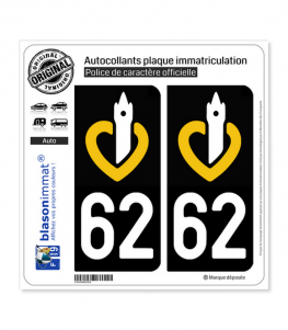 62 Nord-Pas de Calais - LogoType | Autocollant plaque immatriculation