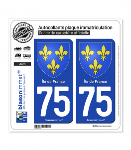 75 Ile-de-France- Armoiries | Autocollant plaque immatriculation