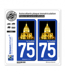 75 Les Invalides - Paris | Autocollant plaque immatriculation