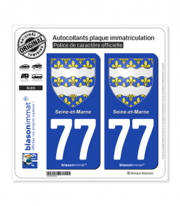 77 Seine-et-Marne - Armoiries | Autocollant plaque immatriculation