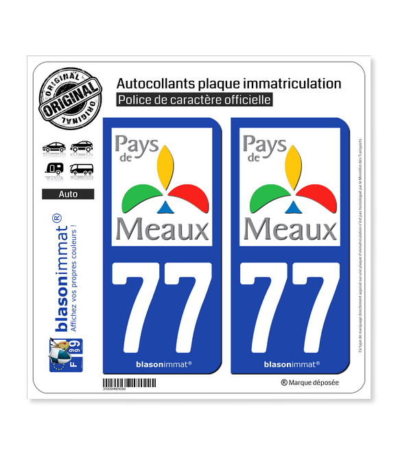 77 Meaux - Agglo | Autocollant plaque immatriculation