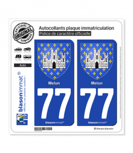 77 Melun - Armoiries | Autocollant plaque immatriculation