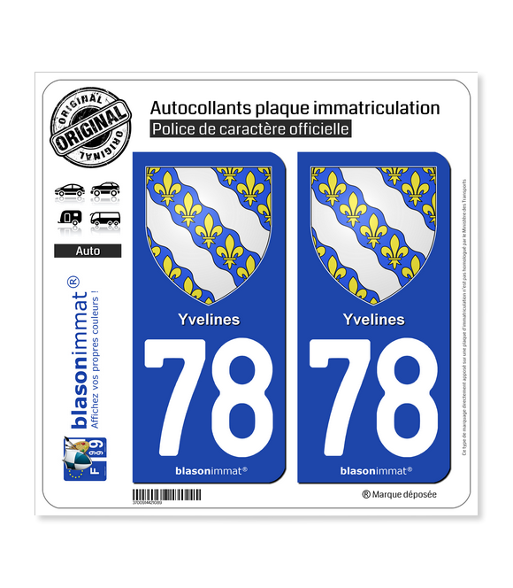 78 Yvelines - Armoiries | Autocollant plaque immatriculation