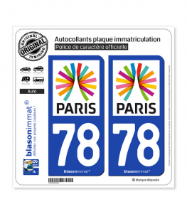 78 Ile-de-France - Paris Région | Autocollant plaque immatriculation