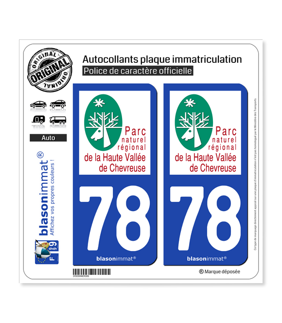 78 Parc NR -  Haute Vallée de Chevreuse | Autocollant plaque immatriculation