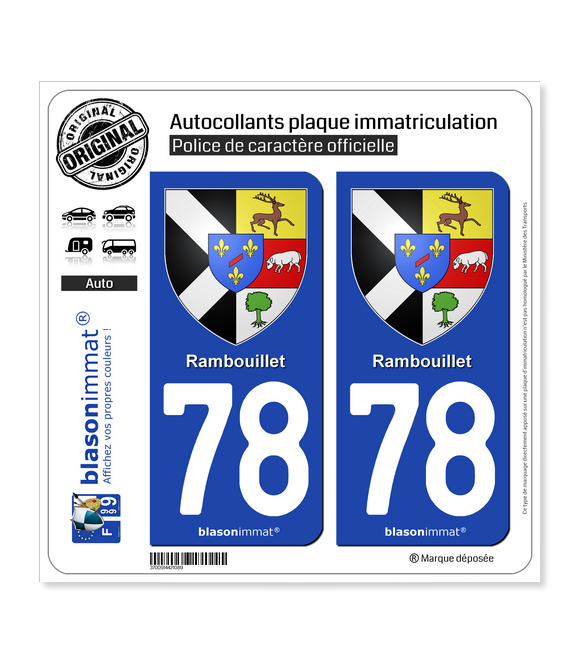 78 Rambouillet - Armoiries | Autocollant plaque immatriculation