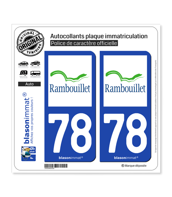 78 Rambouillet - Ville | Autocollant plaque immatriculation
