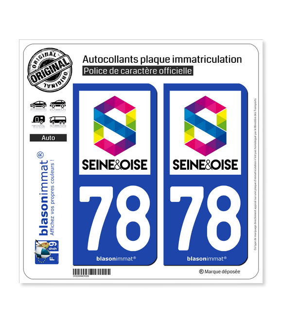 78 Seine et Oise - Agglo | Autocollant plaque immatriculation