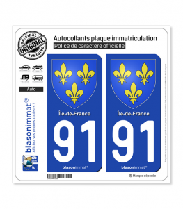 91 Ile-de-France - Armoiries | Autocollant plaque immatriculation