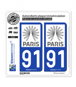 91 Ile-de-France - Tourisme | Autocollant plaque immatriculation