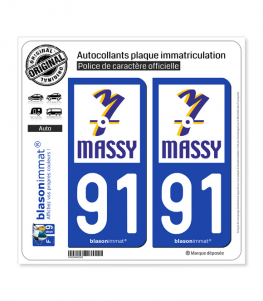 91 Massy - Ville | Autocollant plaque immatriculation