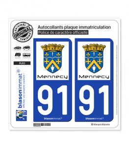 91 Mennecy - Ville | Autocollant plaque immatriculation