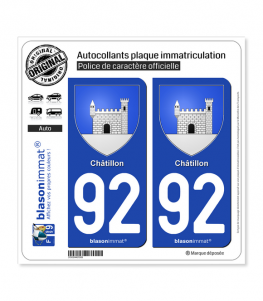 92 Châtillon - Armoiries | Autocollant plaque immatriculation